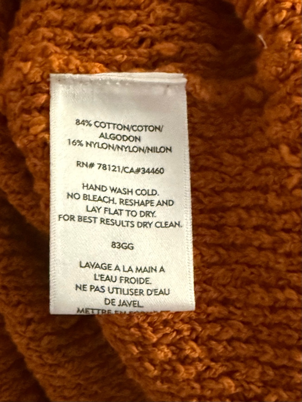 Eileen Fisher Sweater Small Burnt Orange Textured Cotton Italian Yarn Knit Fall - Picture 7 of 9